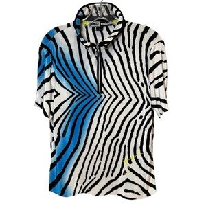 Jamie Sadock Golf Top Crinkle Abstract print Short Sleeves Size Large